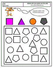 renkler çalışma sayfaları; okul öncesi örneğe göre boya çalışmaları